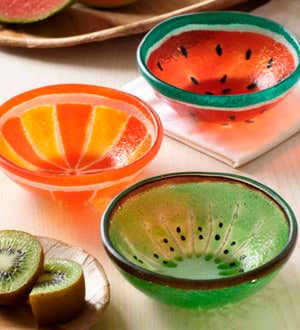 Painted Glass Fruit Serving Bowl