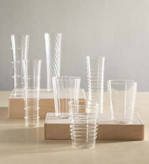 Patterned Glass Tumblers, Set of 6