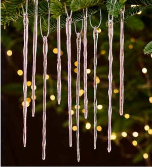 Glass Icicle Ornament, Set of 6