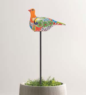 Handcrafted Talavera-Style Ceramic Dove Decorative Garden Stake