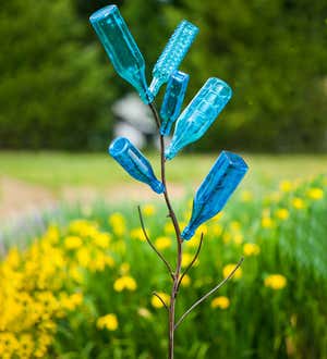 Bottle Tree Stake and Glass Bottles Set