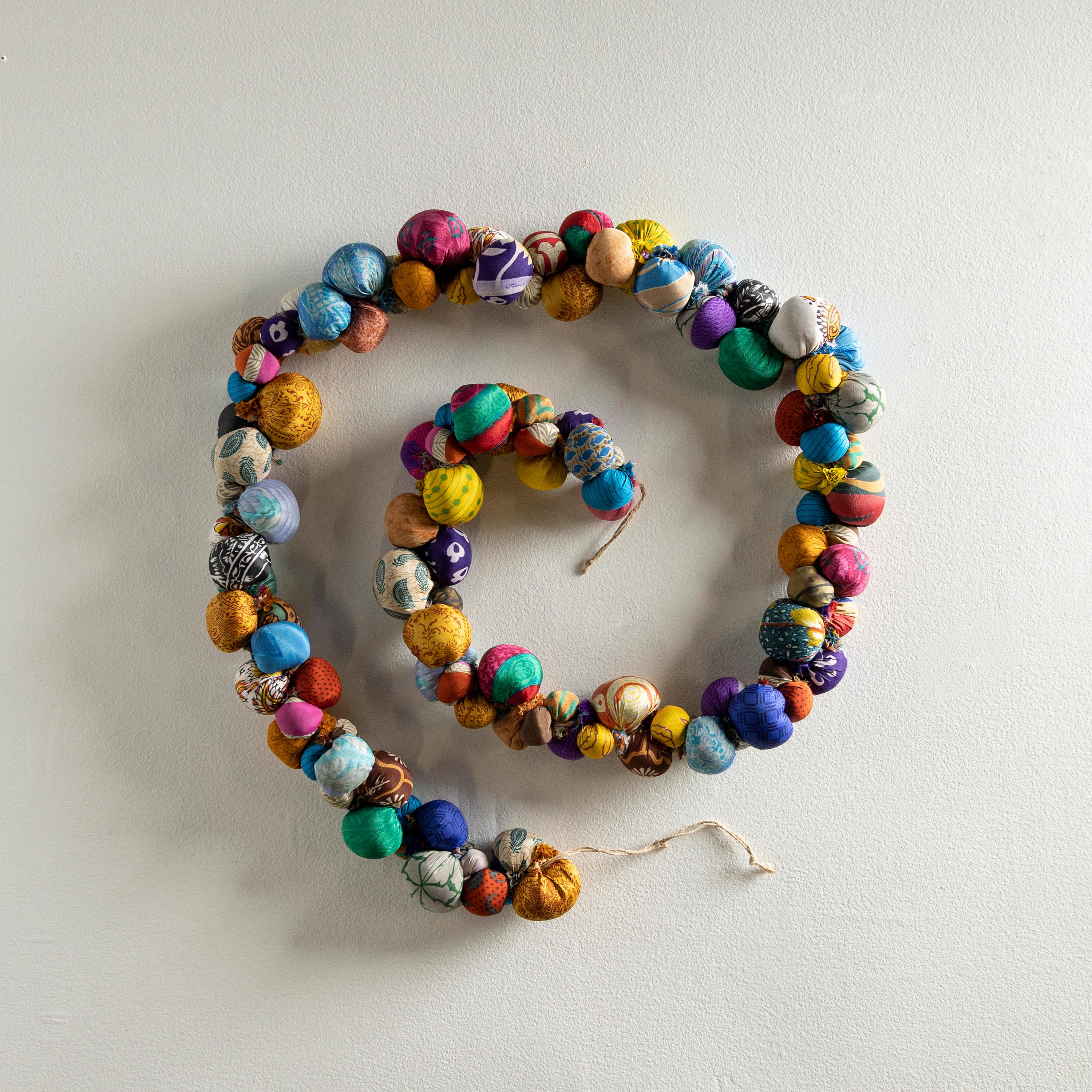 Handmade Garland with Multi-colored Clay beads + Natural White