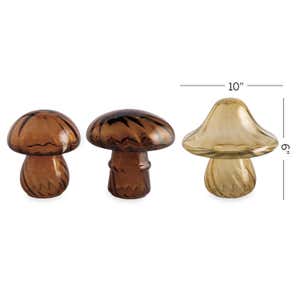 Autumn Glass Mushrooms, Set of 3
