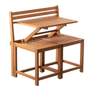 Eucalyptus Wood Fold-Out Bench and Table Set