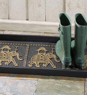 Gold-Brushed Elephant Rubber Boot Tray