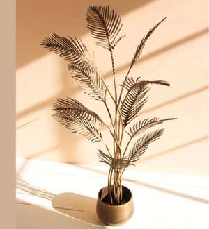 Antique Brass Finish Palm Tree with Planter
