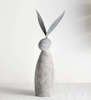 Faux Stone and Metal Rabbit Sculpture, Tall