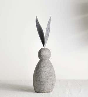 Faux Stone and Metal Rabbit Sculpture, Short