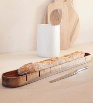 Slotted Bread Slicing Tray with Knife