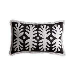 Patterned Black and White Rectangular Down Accent Pillow