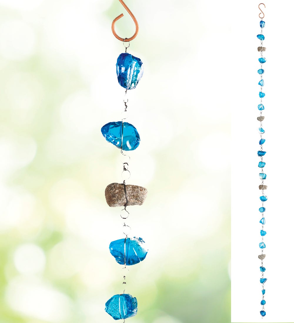 Blue Glass Stone Rain Chain