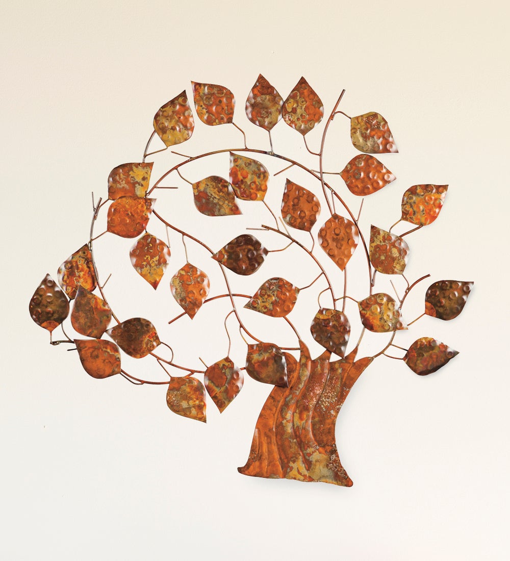 Swirling Leaves Metal Tree Wall Art