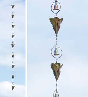 Lily Flower Flamed Copper Rain Chain