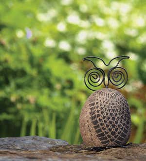 Stenciled Owl Riverstone Critter