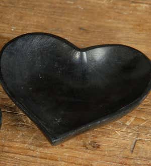 Hand-Carved Black Soapstone Heart Bowl