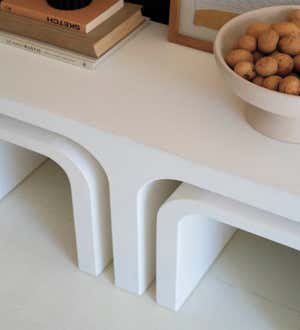 White Wood Rectangle Console with Nesting Accent Tables