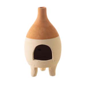 Tabletop Clay Chiminea Incense Burner/ Candle Holder