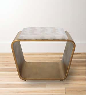 Gold Finish Upholstered Bench/ Stool