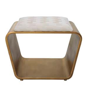 Gold Finish Upholstered Bench/ Stool