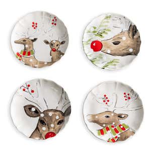 Deer Portrait Dessert Plates, Set of 4