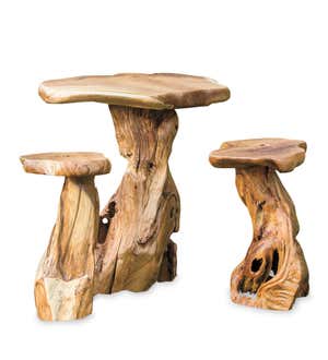 Reclaimed Teak Outdoor Table and Stools, Set of 3