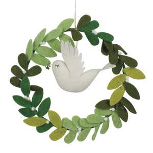 Felt Wreath with Hanging Peace Dove