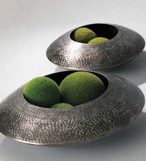 Hammered Metal Saucer Bowls, Set of 2