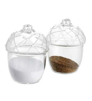 Glass Acorn Salt and Pepper Shakers, Set of 2