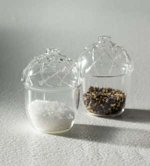 Glass Acorn Salt and Pepper Shakers, Set of 2