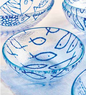 Moorea Hand-Painted Glass Fish Serveware Collection