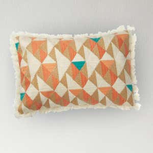 Geometric Pattern Fringed Accent Pillow