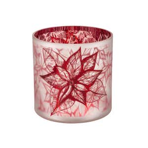Poinsettia Glass Hurricane, Medium