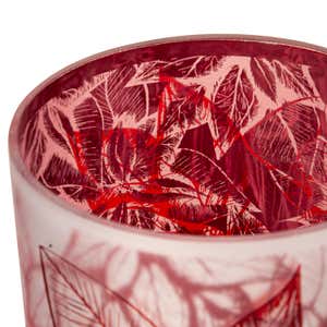 Poinsettia Glass Hurricane, Medium