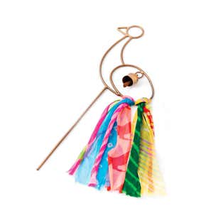 Swapna Peacock Bell Garden Stake With Upcycled Sari