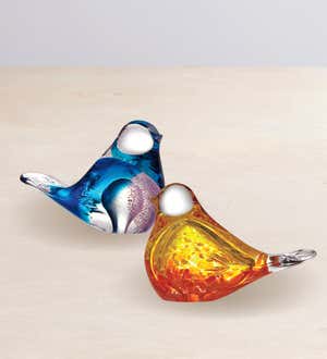 4" Glass Bird Figurines, Set of 2