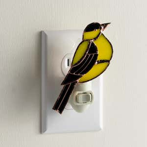 Handcrafted Stained Glass Goldfinch Night Light