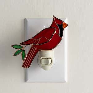 Handcrafted Stained Glass Cardinal Night Light