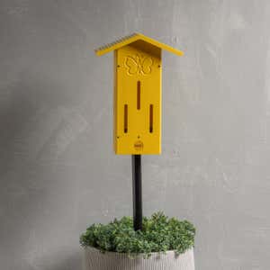 Recycled Plastic Yellow Butterfly House, Pole Mounted