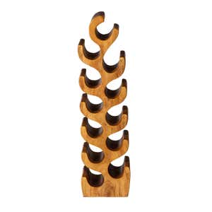 Hand-Carved Giant Suar Wood Wine Rack