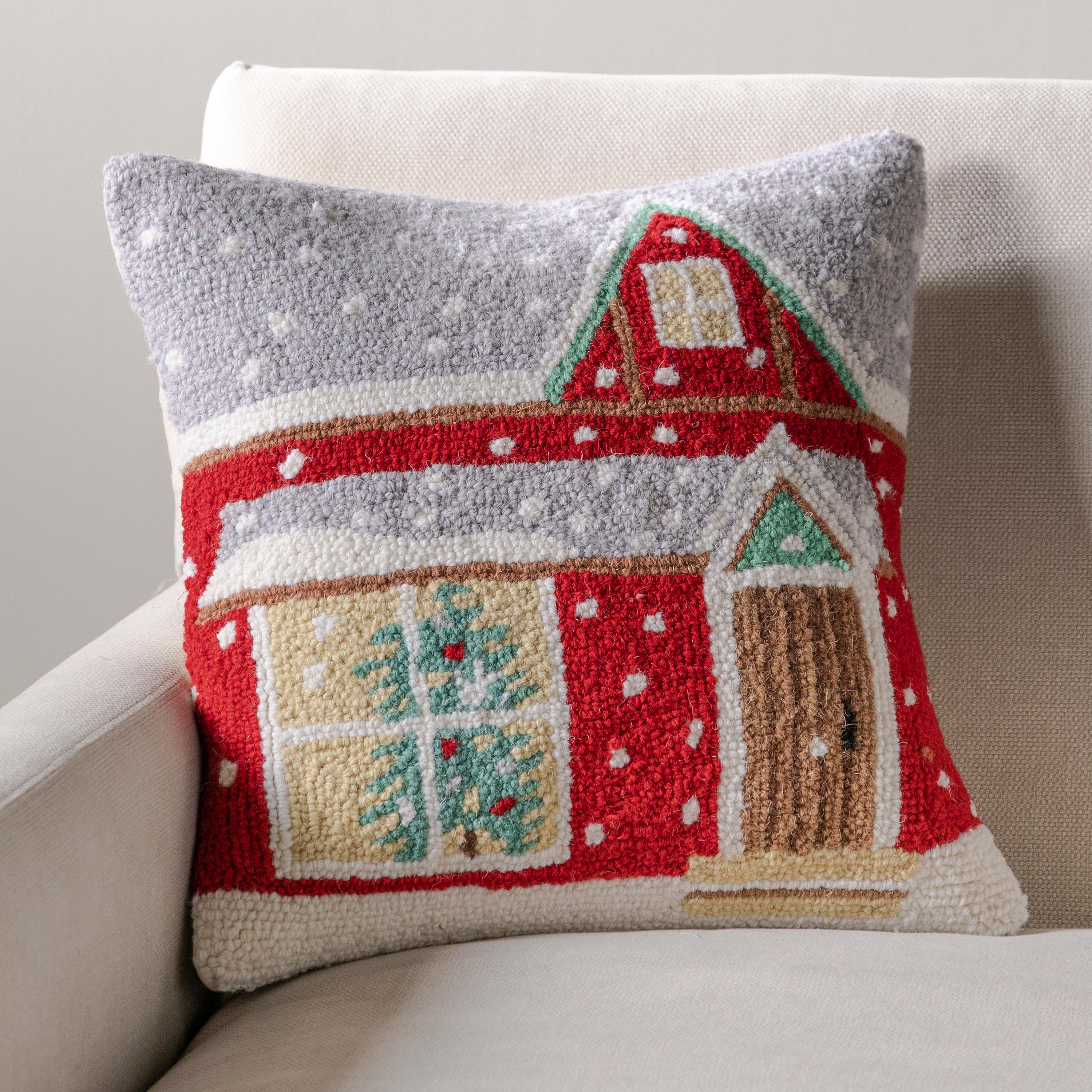 Red House Hand-Hooked Wool Pillow