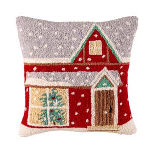 Red House Hand-Hooked Wool Pillow