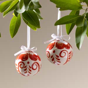 Handcrafted Talavera Ceramic Ornaments, Set of 2