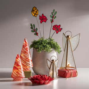Stained Glass Holiday Floral Bouquet, Set of 5