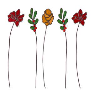 Stained Glass Holiday Floral Bouquet, Set of 5