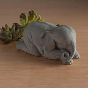 Handcrafted Stone Sleeping Baby Elephant Garden Sculpture