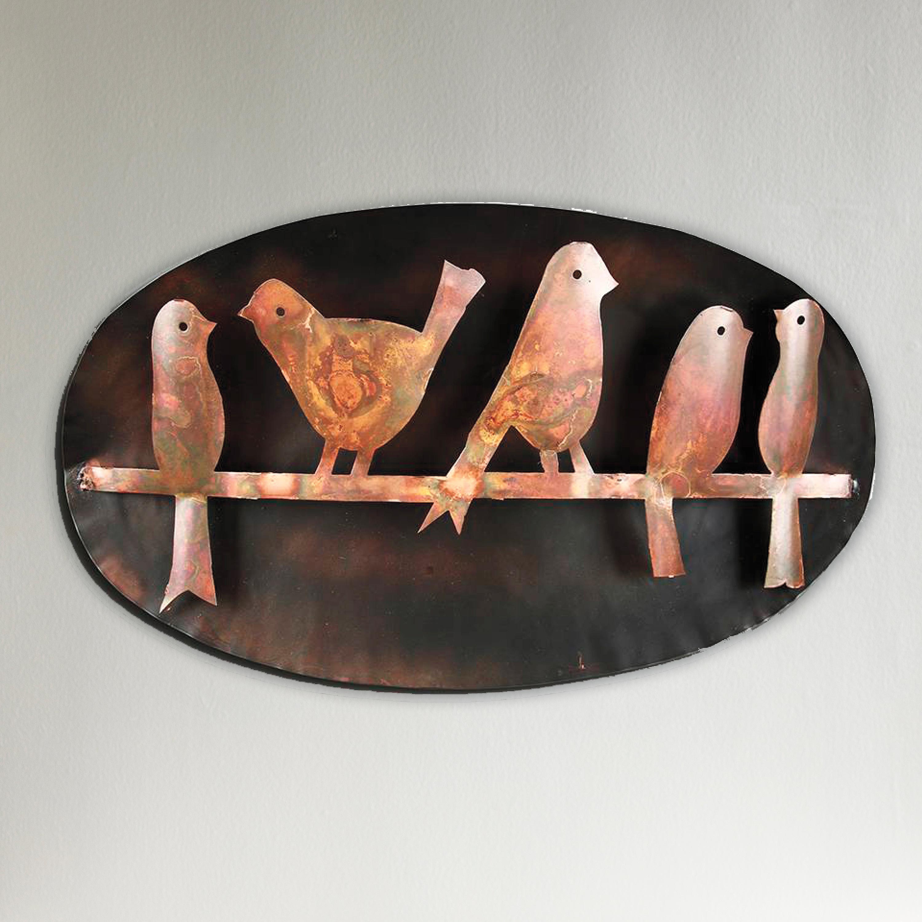 Handcrafted Copper-Colored Songbird Quintet Wall Art
