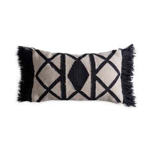 Indoor/ Outdoor Geo Print Black and White Pillow