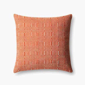 Indoor/Outdoor Textured Orange Polyester Accent Pillow