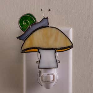 Handcrafted Stained Glass Snail and Mushroom Night Light