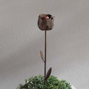 Handcrafted Flamed Copper Rose Garden Stake
